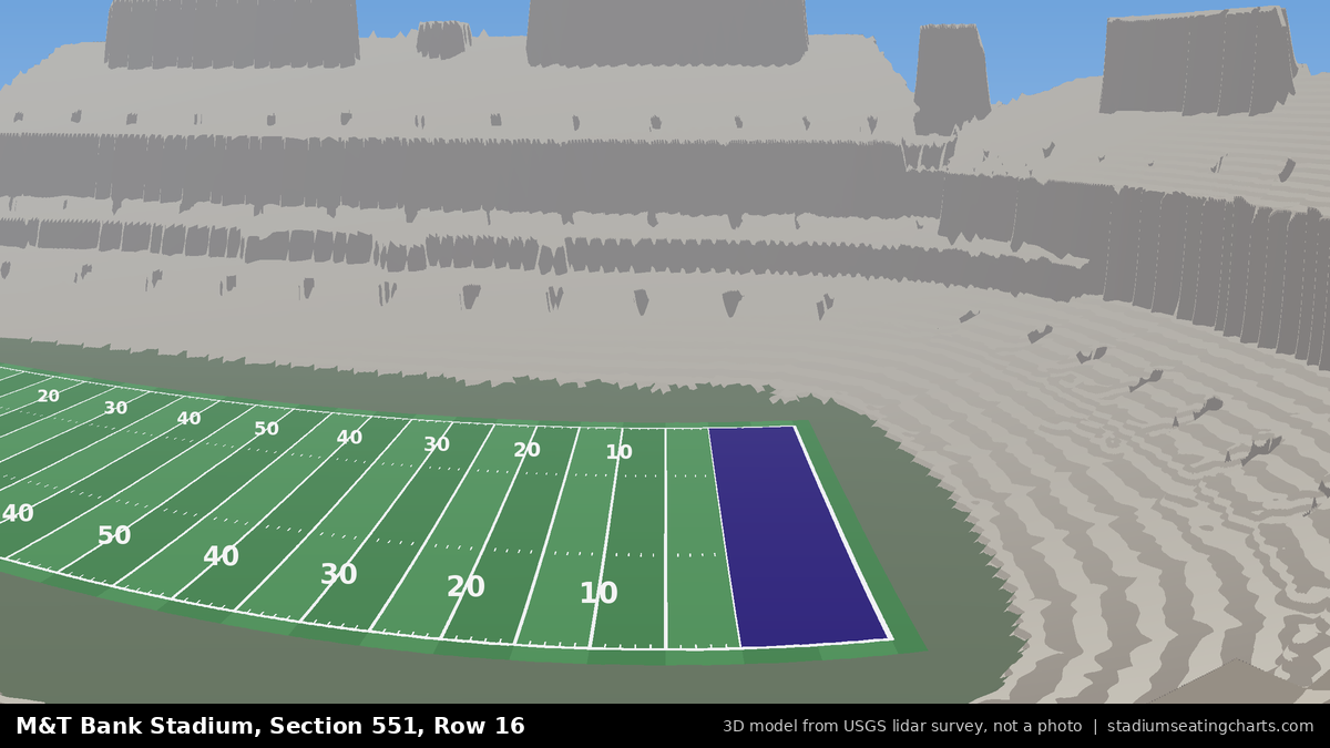 View from M&T Bank Stadium Section 551, Row 16, looking toward the field