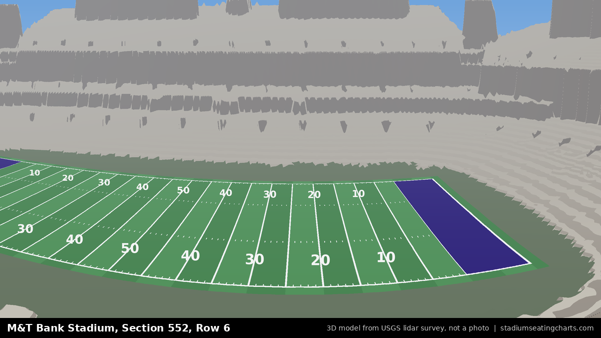 View from M&T Bank Stadium Section 552, Row 6, looking toward the field