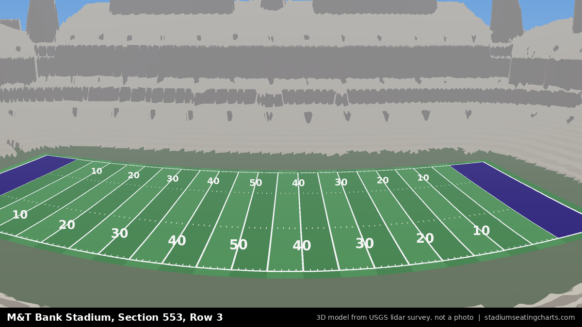 View from M&T Bank Stadium Section 553, Row 3, looking toward the field