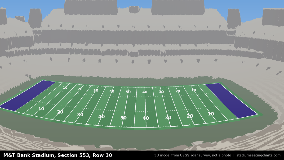View from M&T Bank Stadium Section 553, Row 30, looking toward the field