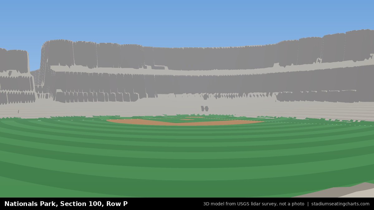 View from Nationals Park Section 100, Row P, looking toward the pitcher's mound