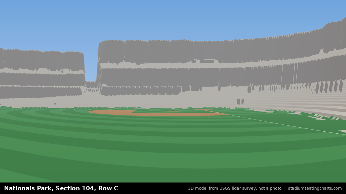 View from Nationals Park Section 104, Row C, looking toward the pitcher's mound
