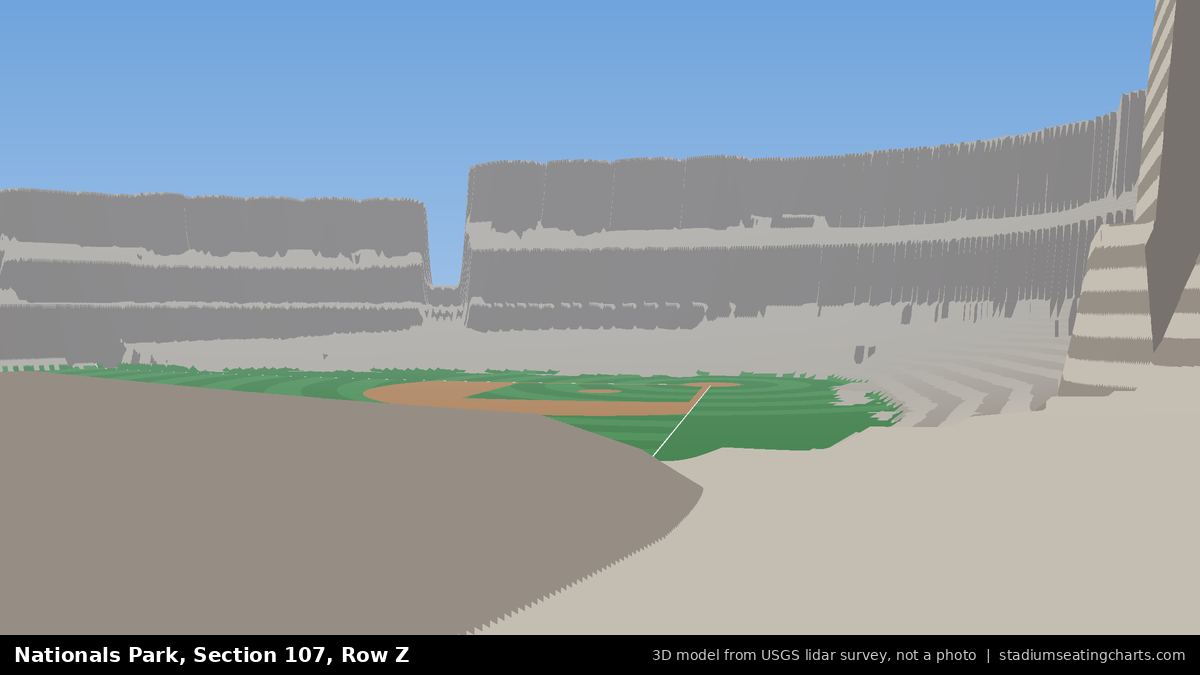 View from Nationals Park Section 107, Row Z, looking toward the pitcher's mound