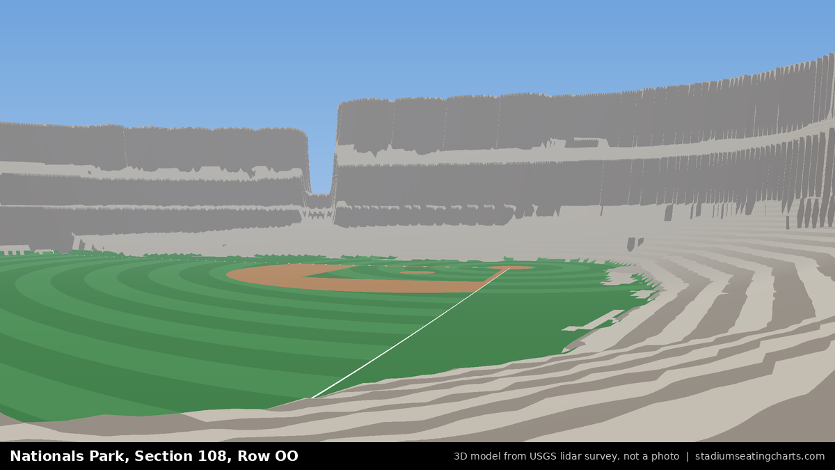View from Nationals Park Section 108, Row OO, looking toward the pitcher's mound