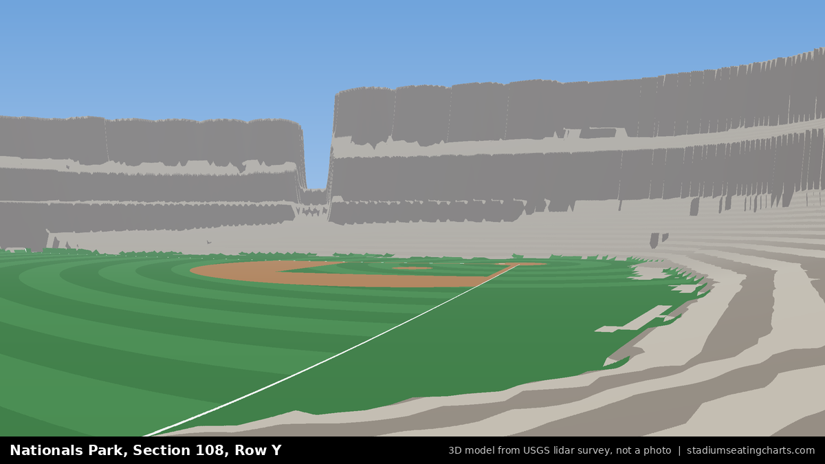 View from Nationals Park Section 108, Row Y, looking toward the pitcher's mound