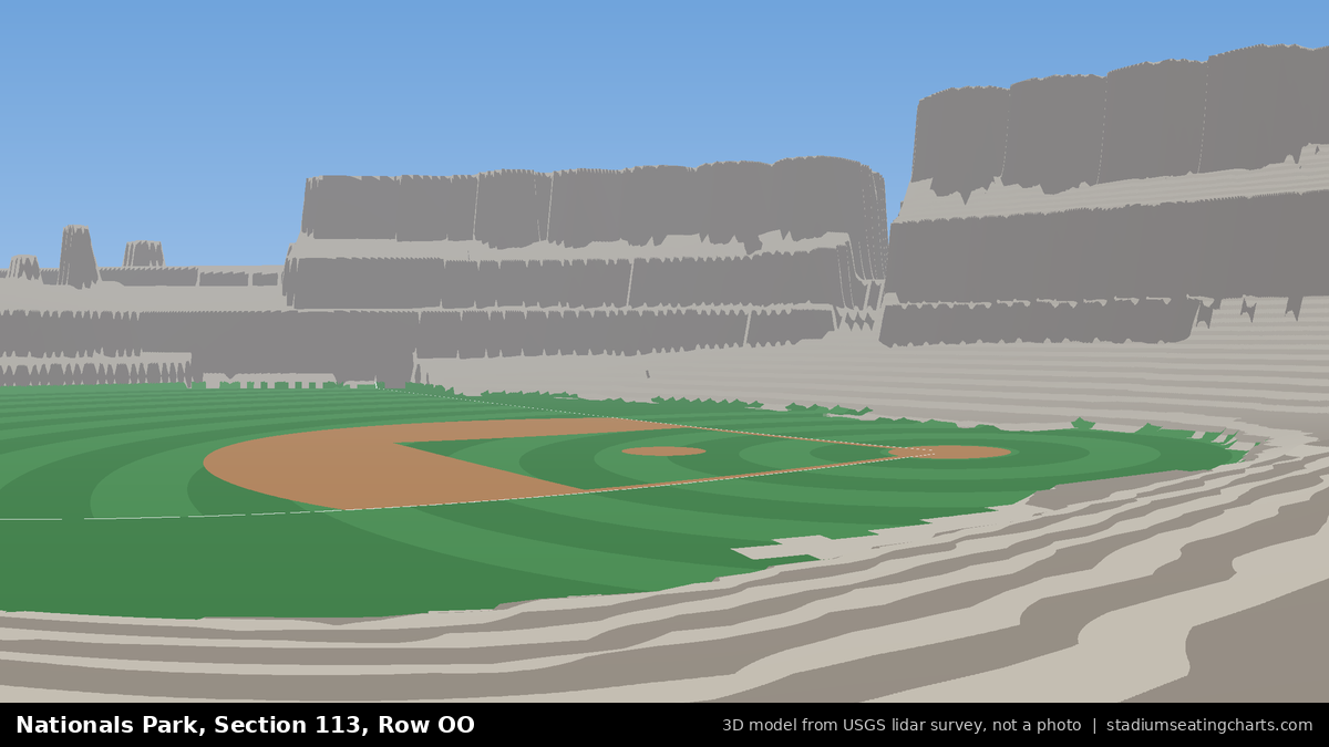 View from Nationals Park Section 113, Row OO, looking toward the pitcher's mound