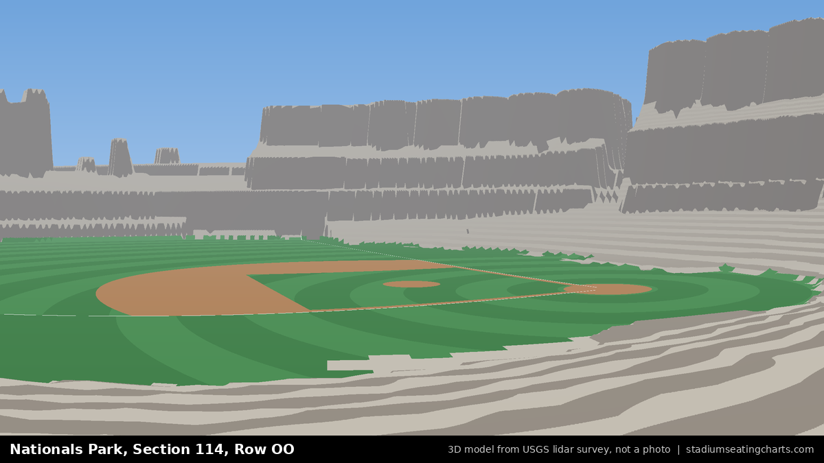 View from Nationals Park Section 114, Row OO, looking toward the pitcher's mound