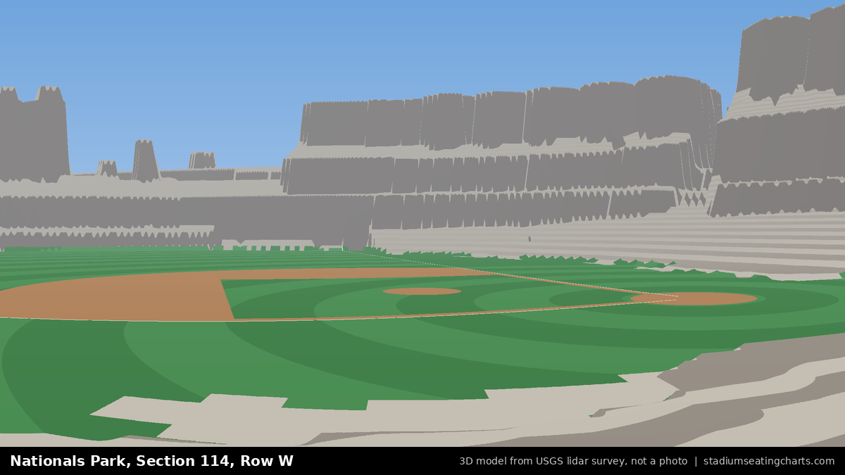View from Nationals Park Section 114, Row W, looking toward the pitcher's mound