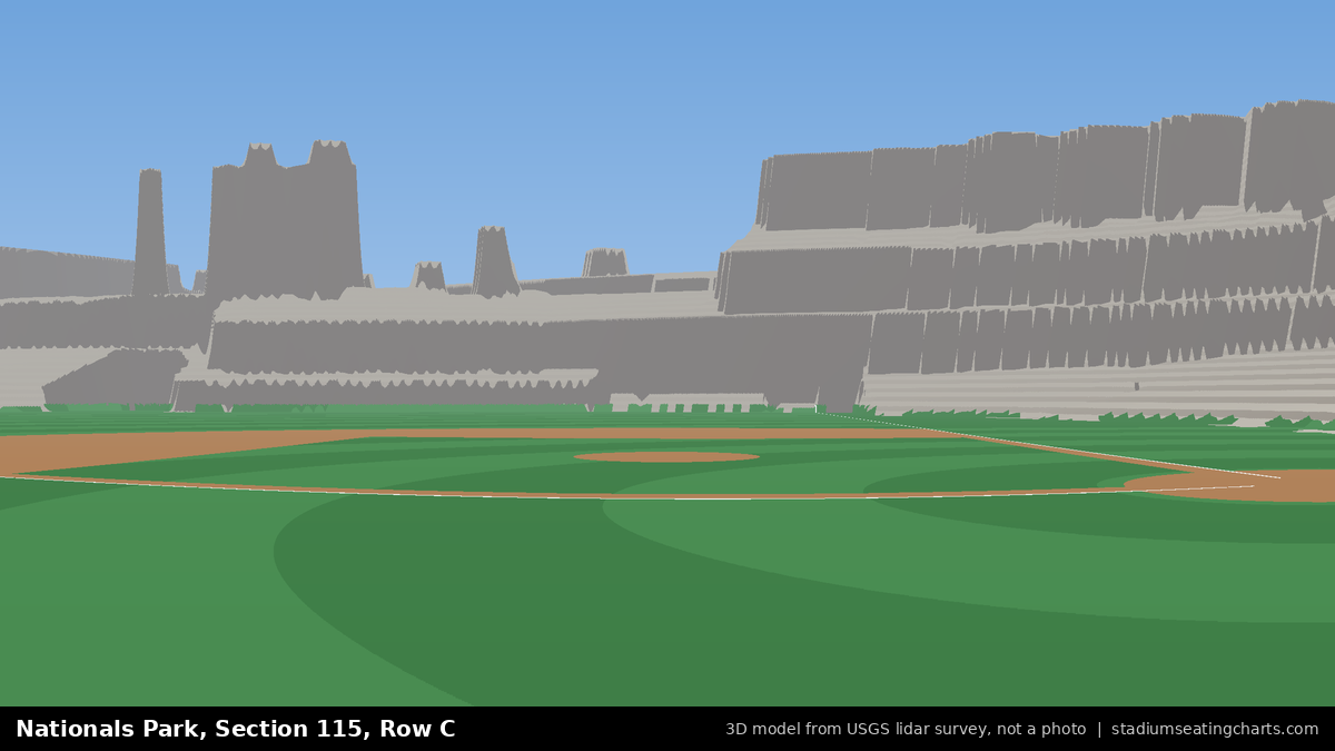 View from Nationals Park Section 115, Row C, looking toward the pitcher's mound
