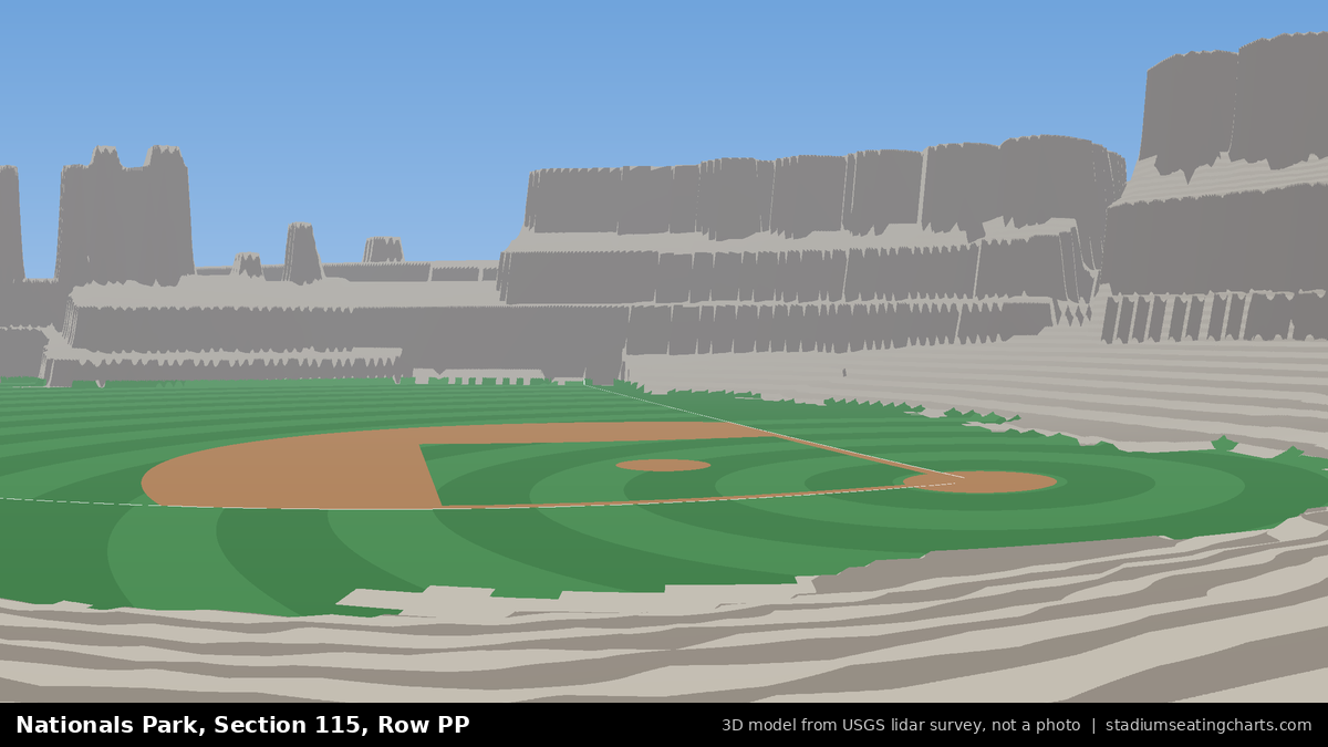 View from Nationals Park Section 115, Row PP, looking toward the pitcher's mound