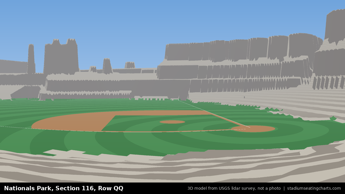 View from Nationals Park Section 116, Row QQ, looking toward the pitcher's mound