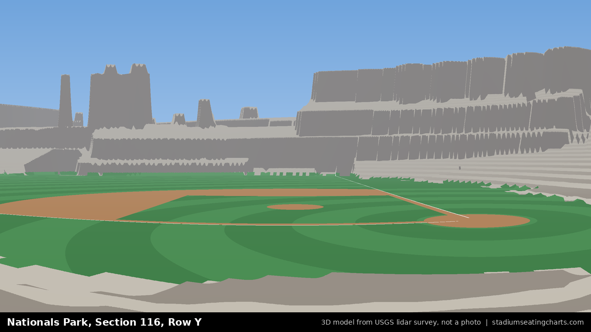 View from Nationals Park Section 116, Row Y, looking toward the pitcher's mound