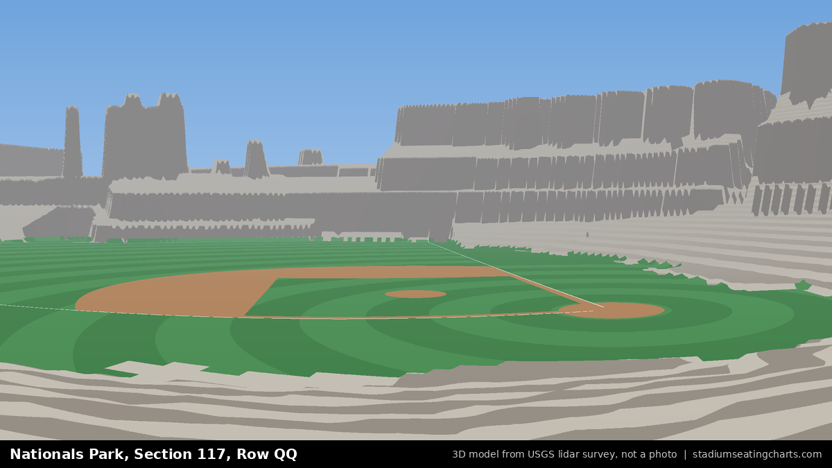 View from Nationals Park Section 117, Row QQ, looking toward the pitcher's mound