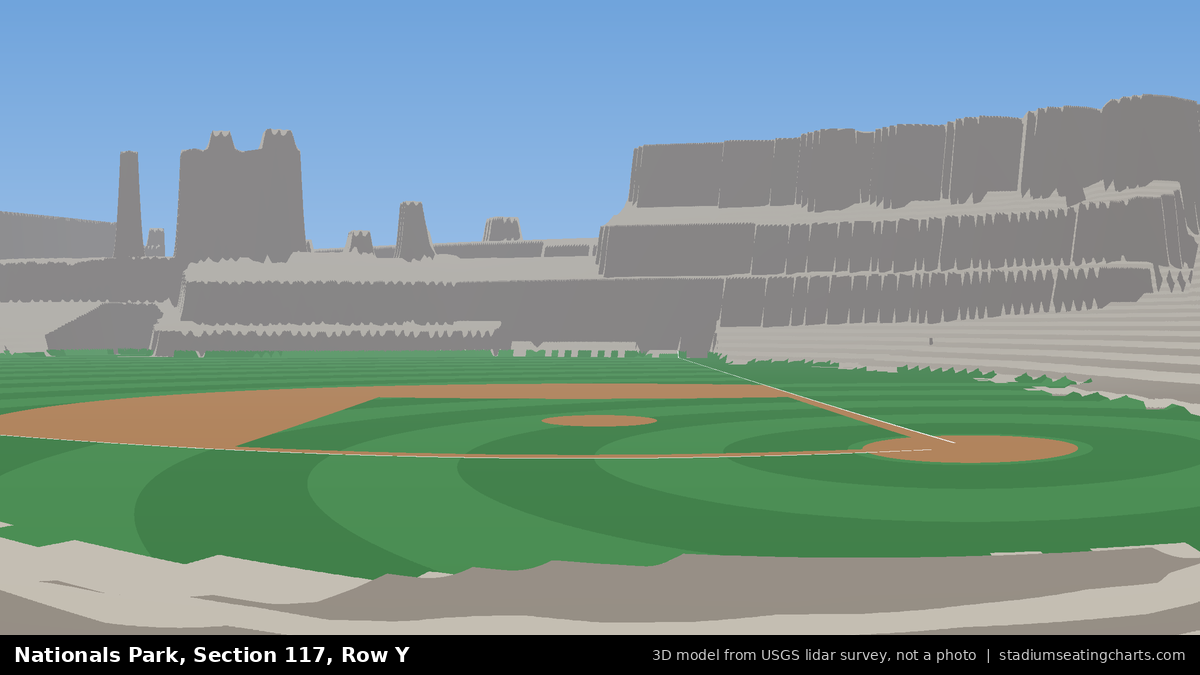 View from Nationals Park Section 117, Row Y, looking toward the pitcher's mound