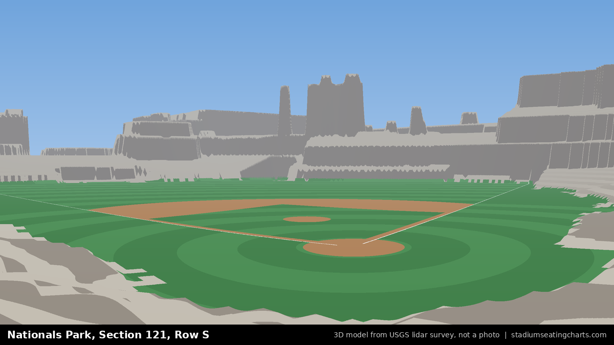 View from Nationals Park Section 121, Row S, looking toward the pitcher's mound