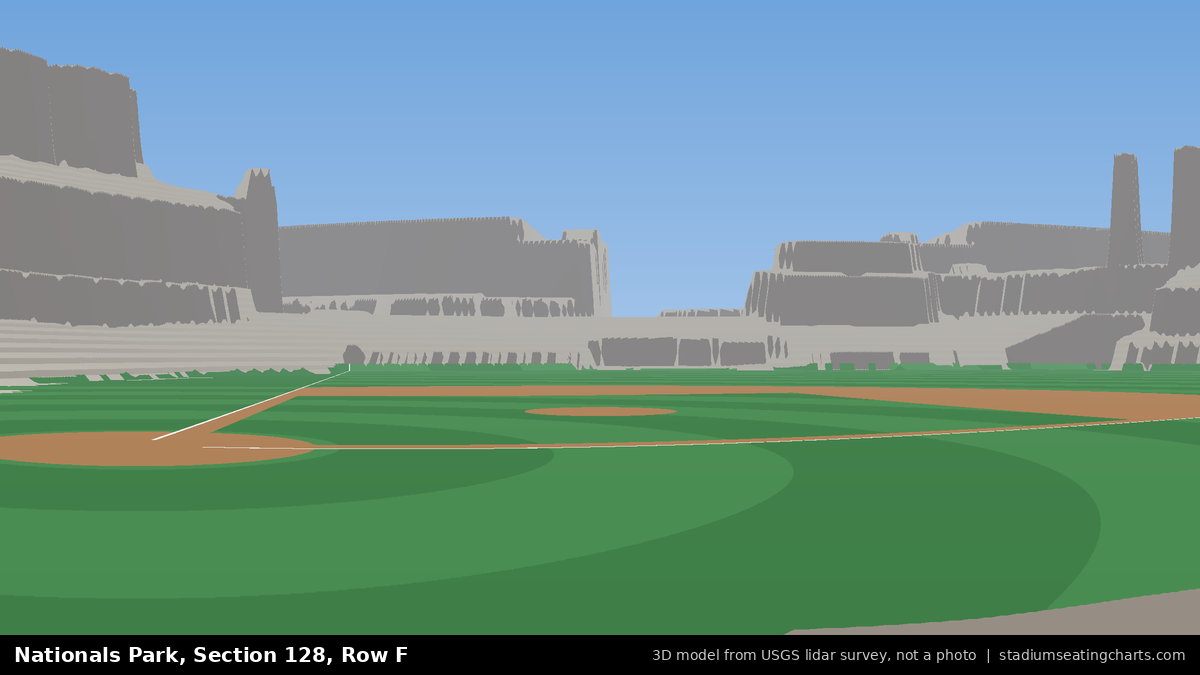 View from Nationals Park Section 128, Row F, looking toward the pitcher's mound
