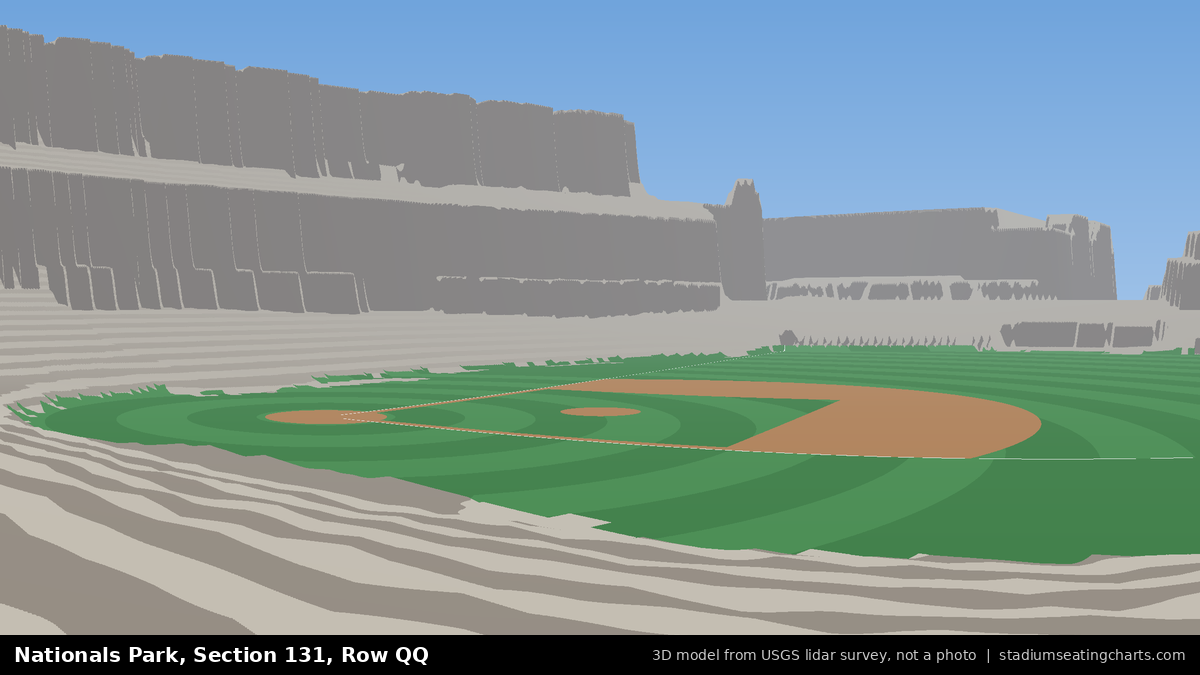 View from Nationals Park Section 131, Row QQ, looking toward the pitcher's mound