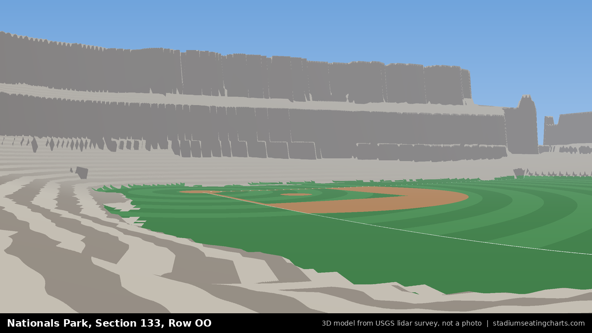 View from Nationals Park Section 133, Row OO, looking toward the pitcher's mound