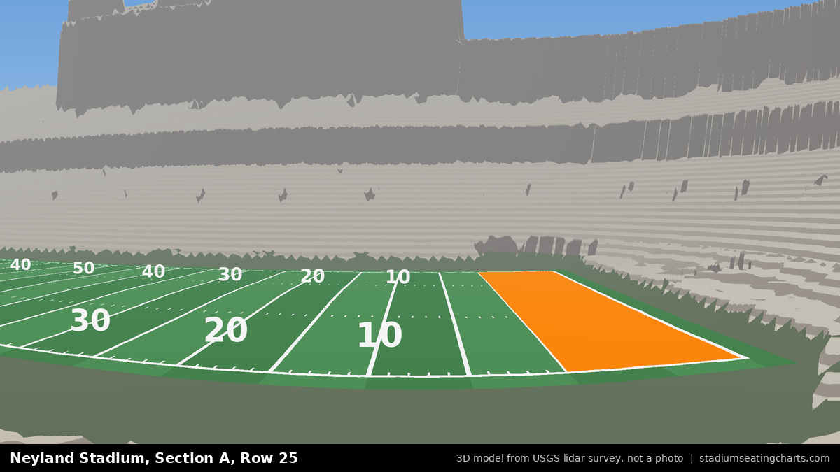 View from Neyland Stadium Section A, Row 25, looking toward the field