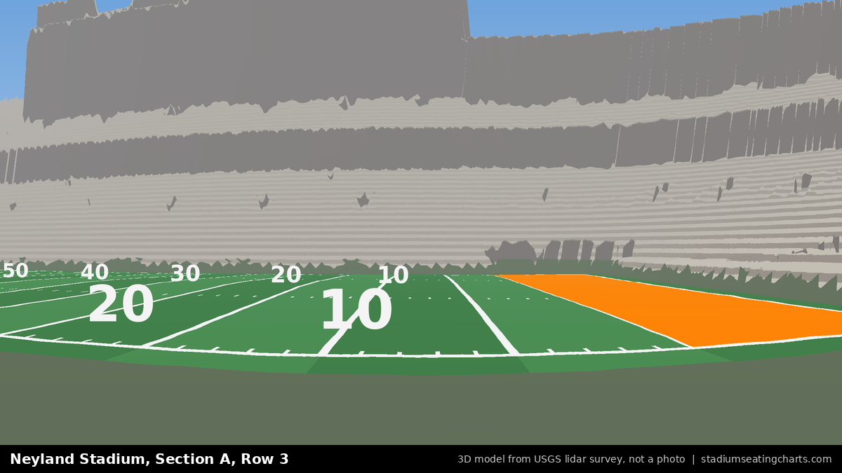 View from Neyland Stadium Section A, Row 3, looking toward the field