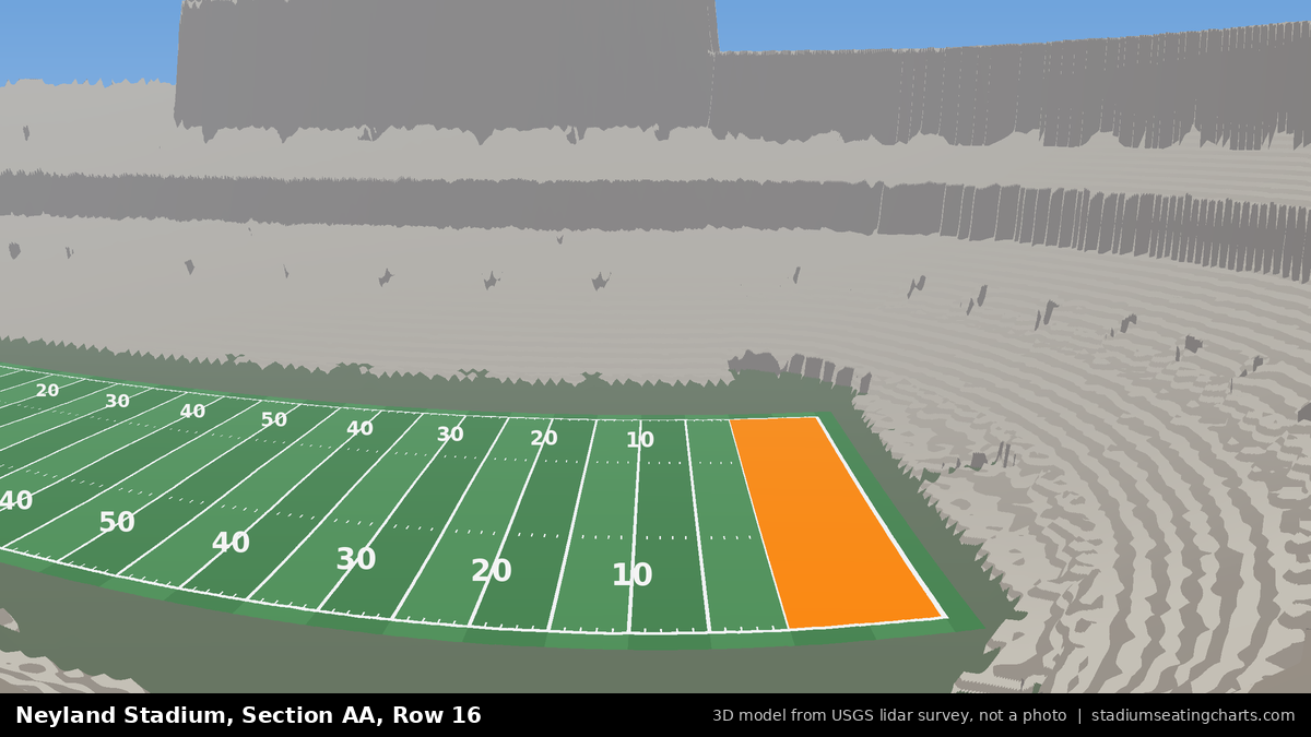 View from Neyland Stadium Section AA, Row 16, looking toward the field