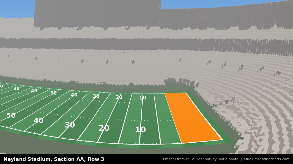 View from Neyland Stadium Section AA, Row 3, looking toward the field