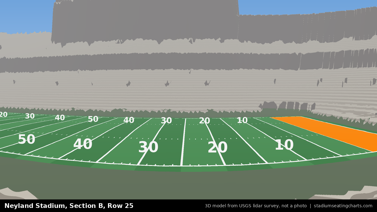 View from Neyland Stadium Section B, Row 25, looking toward the field