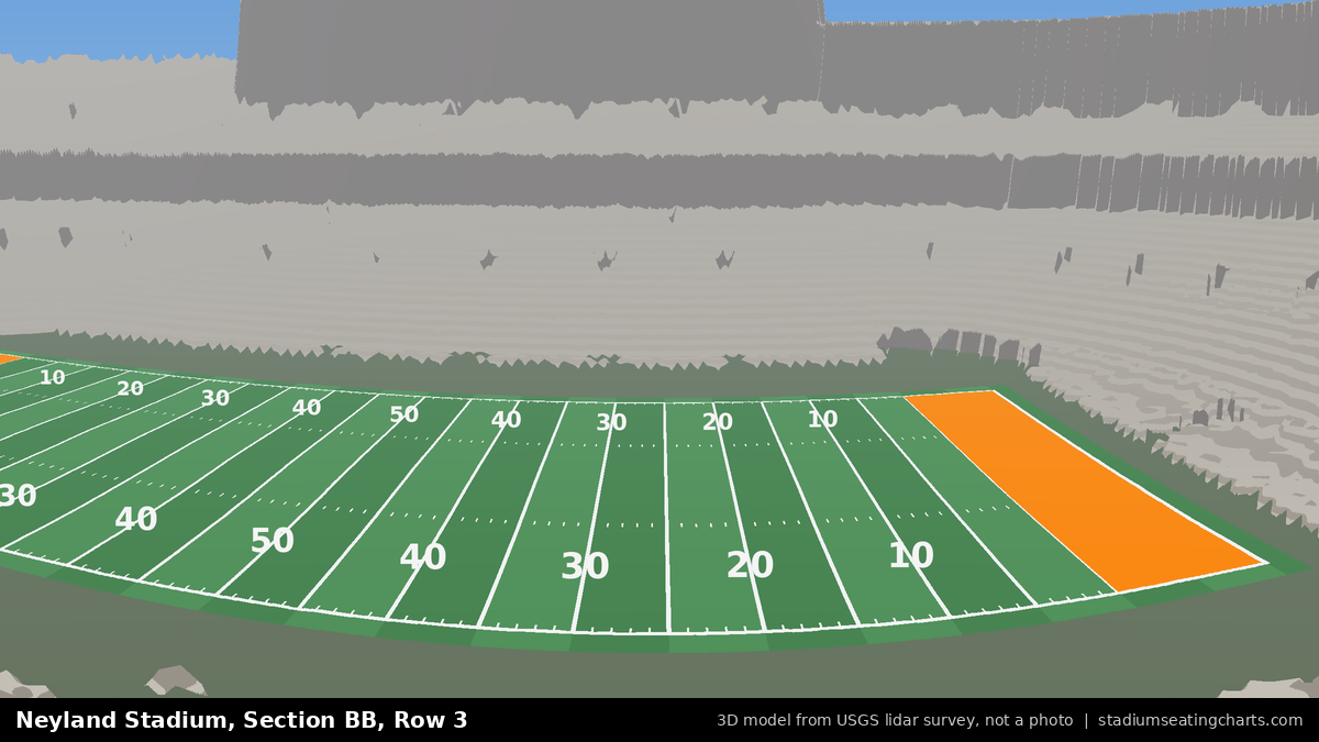 View from Neyland Stadium Section BB, Row 3, looking toward the field