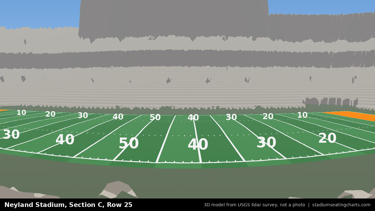 View from Neyland Stadium Section C, Row 25, looking toward the field