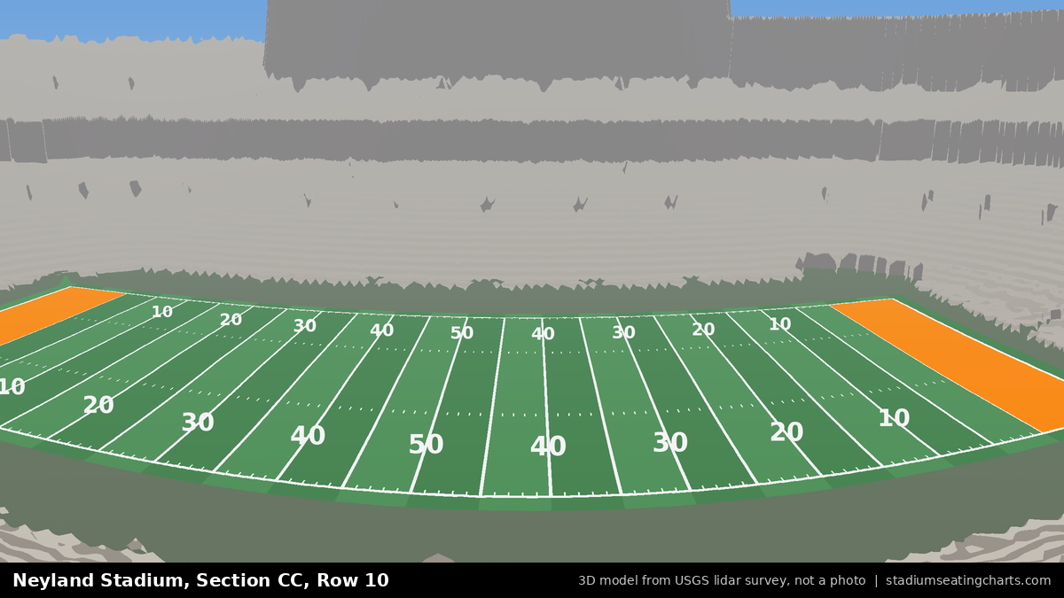 View from Neyland Stadium Section CC, Row 10, looking toward the field