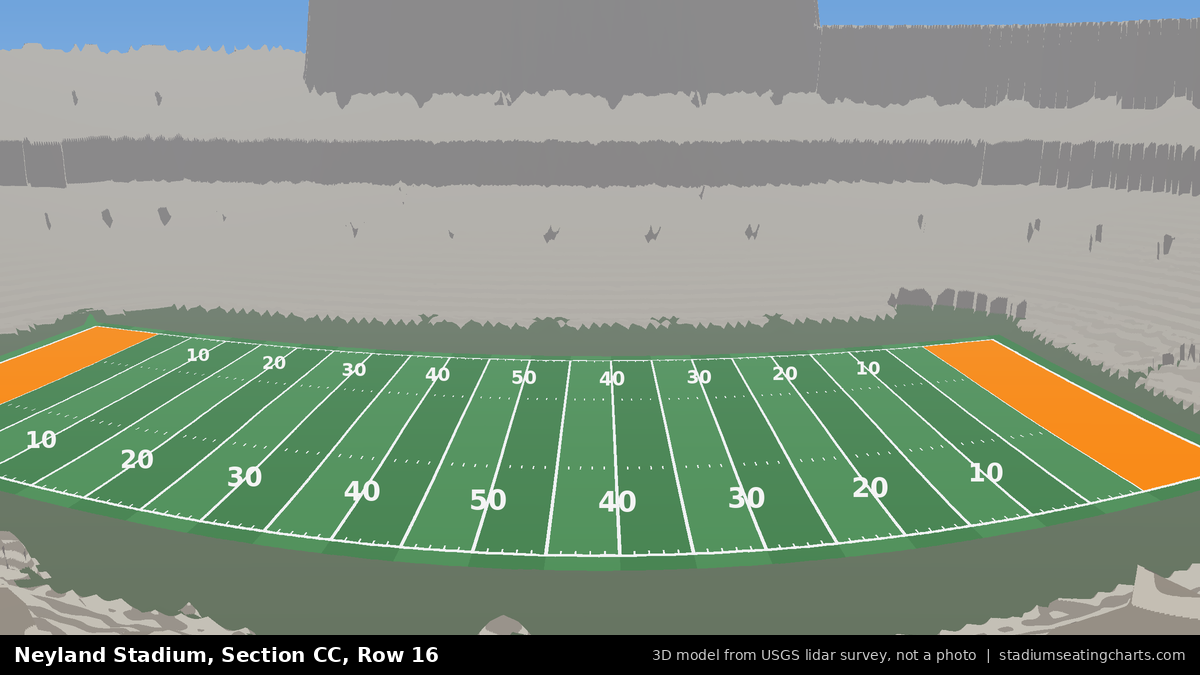 View from Neyland Stadium Section CC, Row 16, looking toward the field