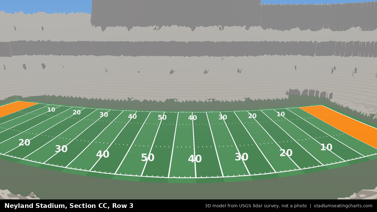 View from Neyland Stadium Section CC, Row 3, looking toward the field