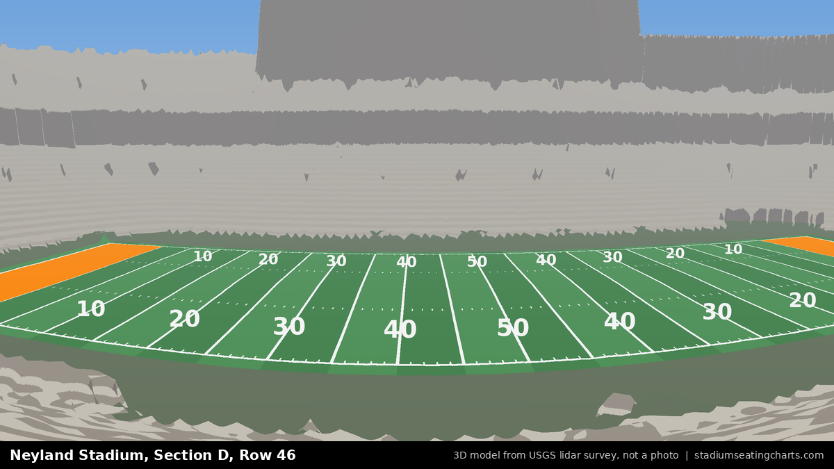 View from Neyland Stadium Section D, Row 46, looking toward the field