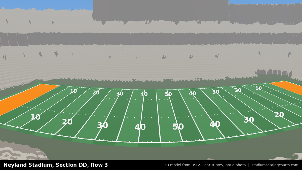 View from Neyland Stadium Section DD, Row 3, looking toward the field