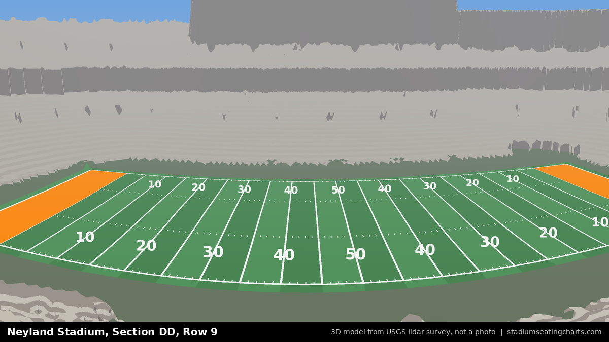 View from Neyland Stadium Section DD, Row 9, looking toward the field