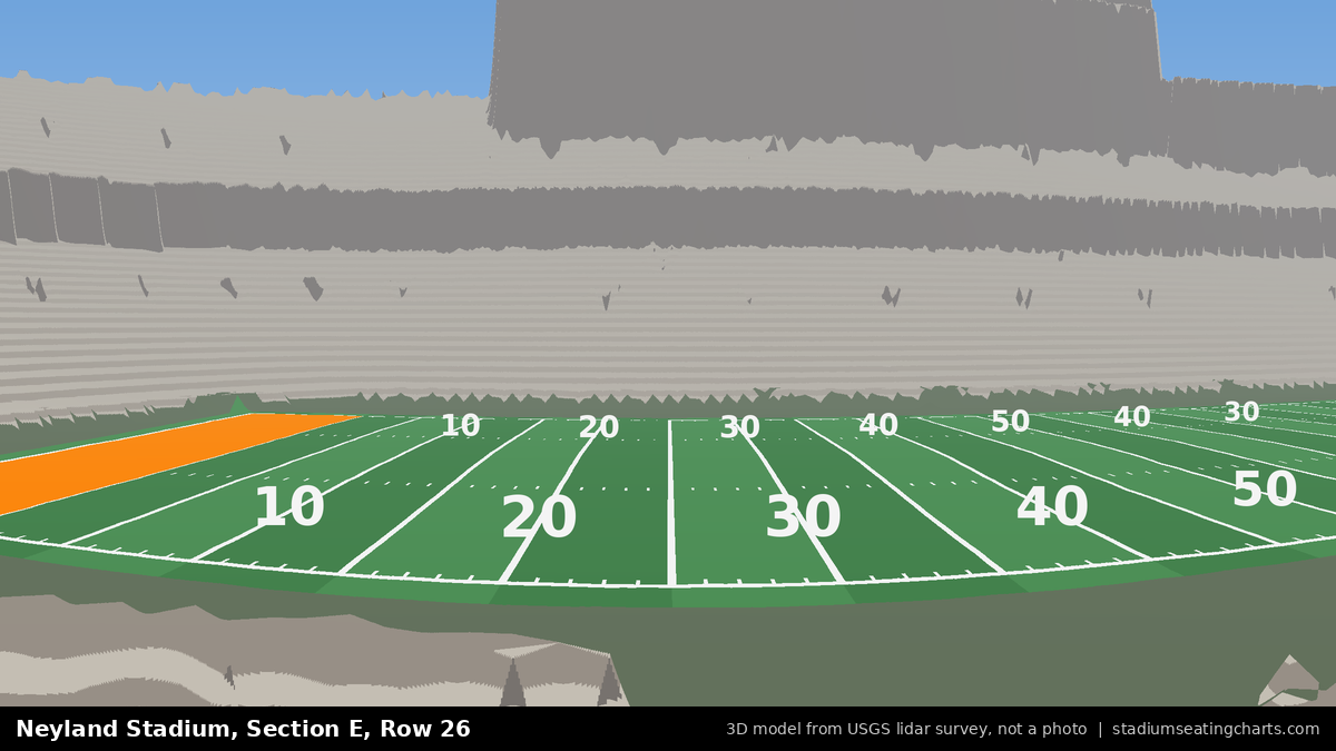 View from Neyland Stadium Section E, Row 26, looking toward the field
