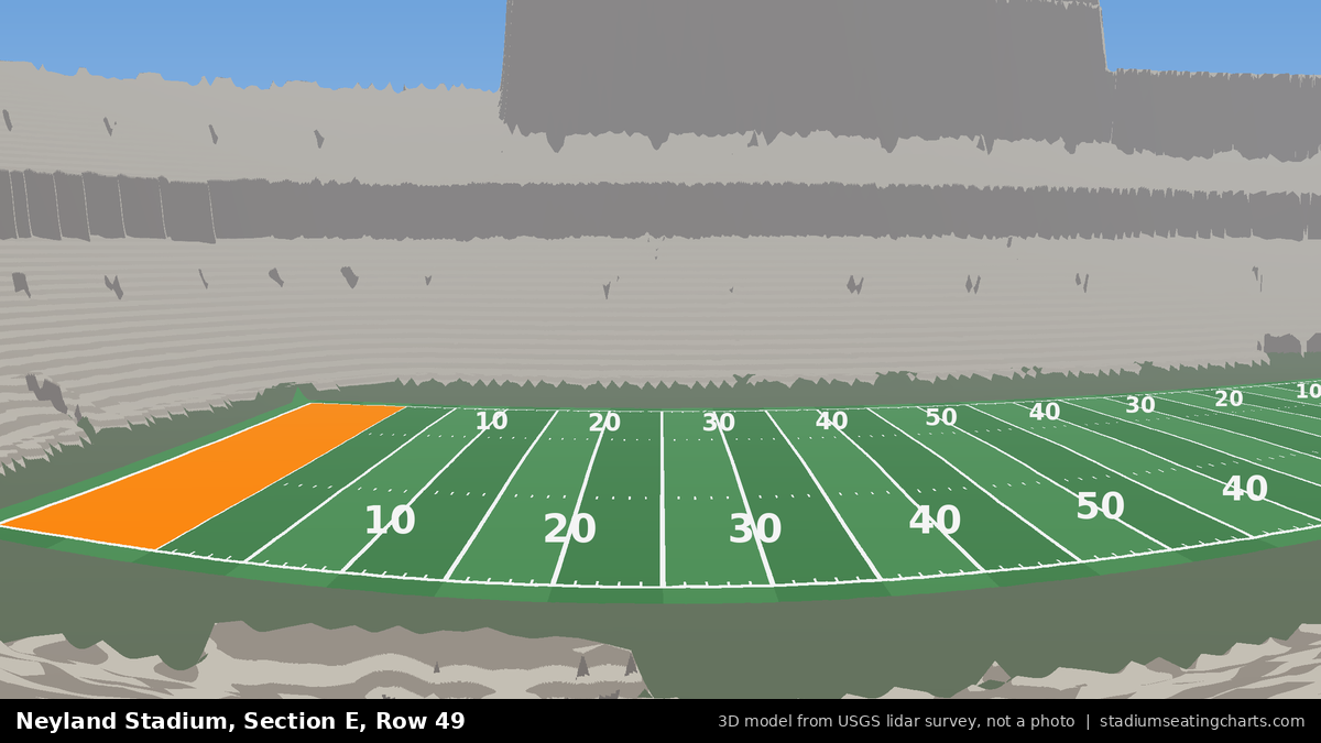 View from Neyland Stadium Section E, Row 49, looking toward the field