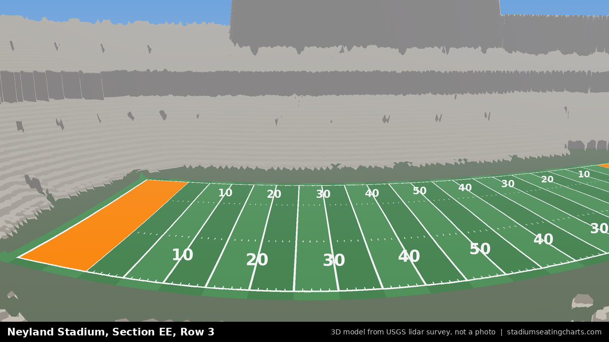 View from Neyland Stadium Section EE, Row 3, looking toward the field