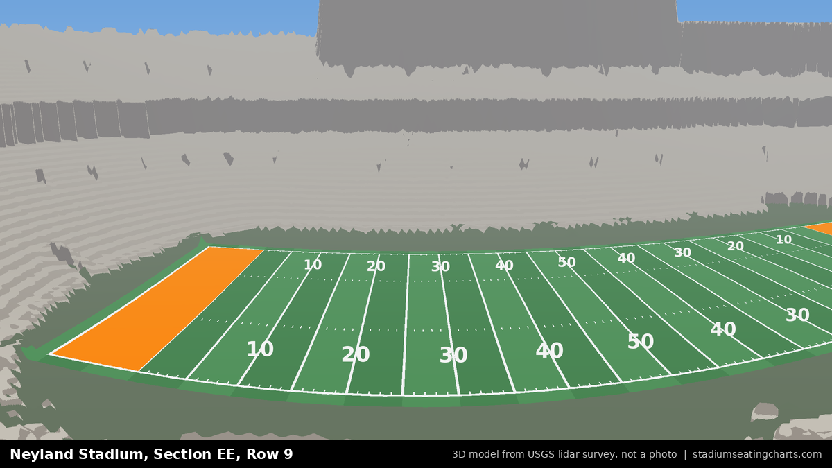 View from Neyland Stadium Section EE, Row 9, looking toward the field