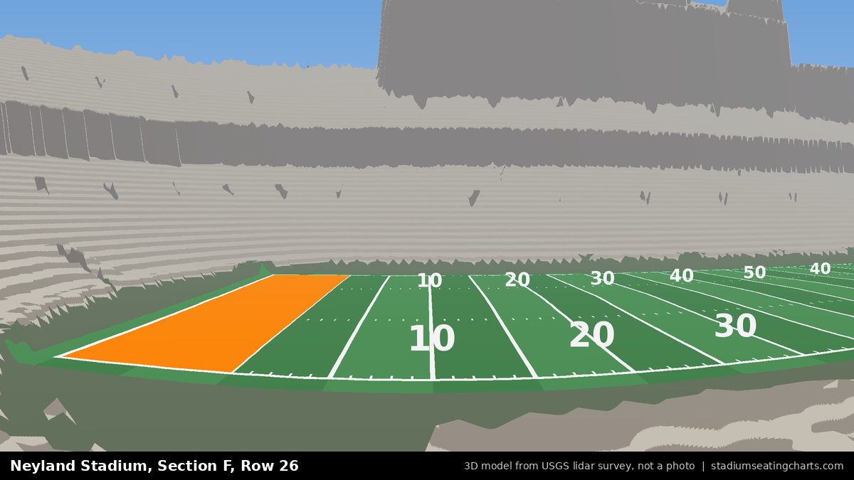 View from Neyland Stadium Section F, Row 26, looking toward the field