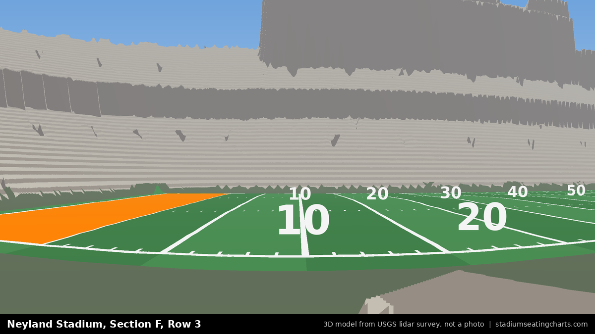 View from Neyland Stadium Section F, Row 3, looking toward the field