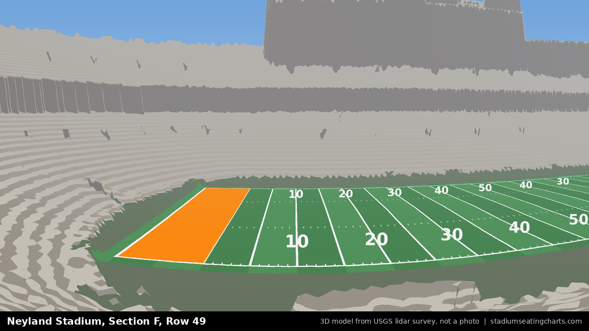 View from Neyland Stadium Section F, Row 49, looking toward the field