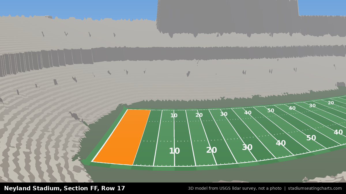 View from Neyland Stadium Section FF, Row 17, looking toward the field