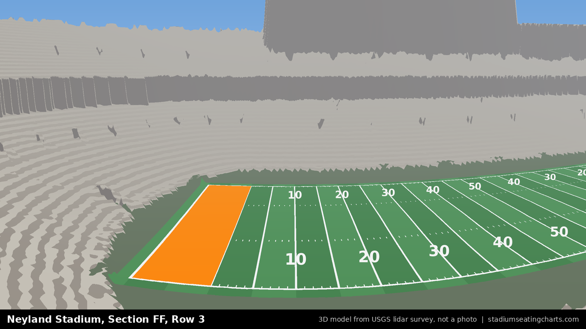 View from Neyland Stadium Section FF, Row 3, looking toward the field