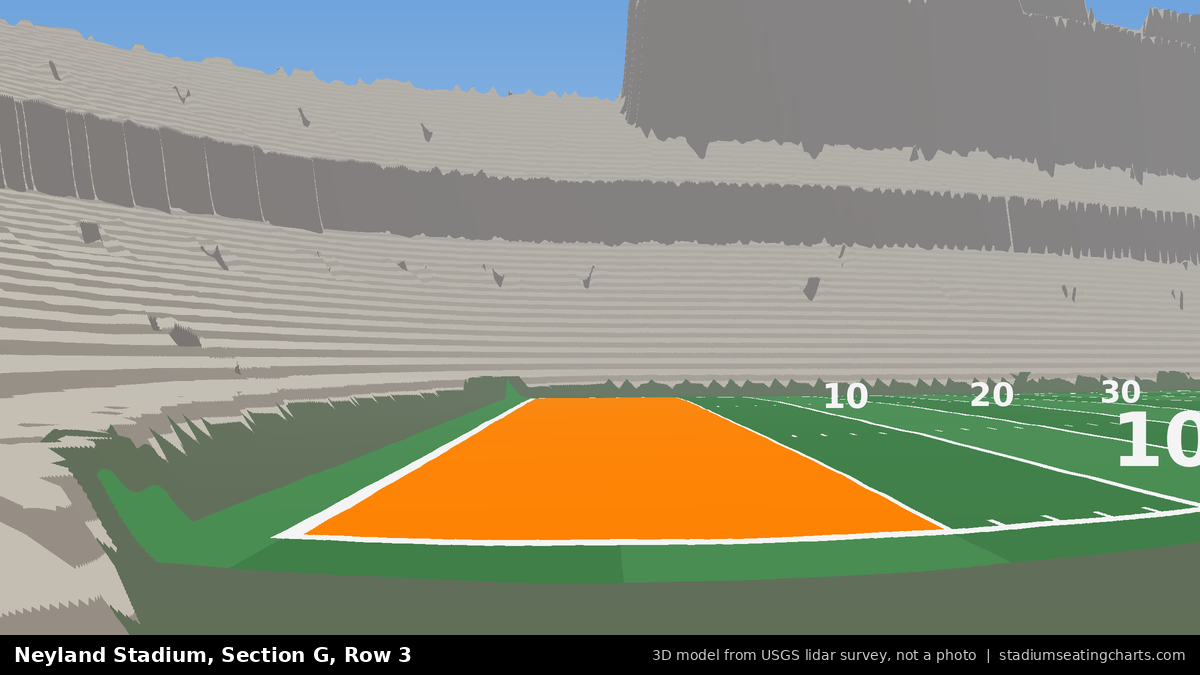 View from Neyland Stadium Section G, Row 3, looking toward the field