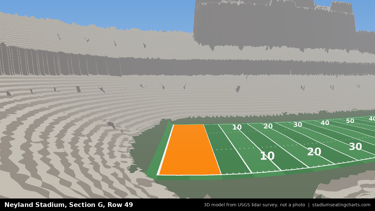 View from Neyland Stadium Section G, Row 49, looking toward the field