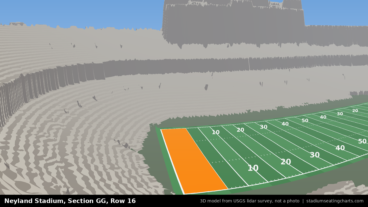 View from Neyland Stadium Section GG, Row 16, looking toward the field
