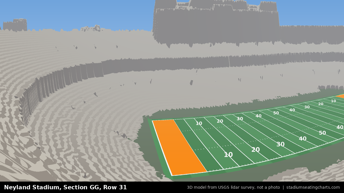 View from Neyland Stadium Section GG, Row 31, looking toward the field