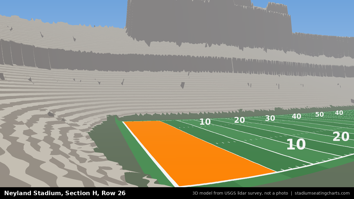 View from Neyland Stadium Section H, Row 26, looking toward the field