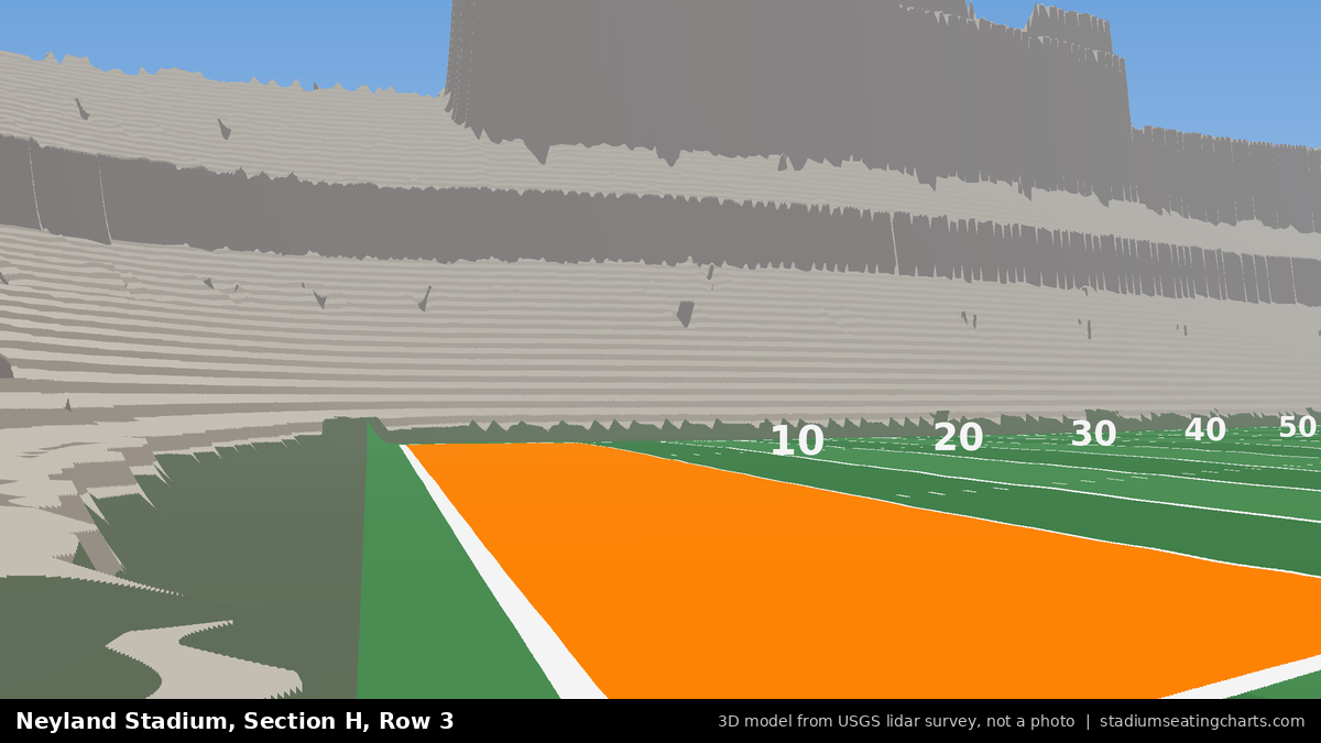 View from Neyland Stadium Section H, Row 3, looking toward the field